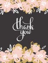 Greeting card flowers - Thank you. Vector hand painting.