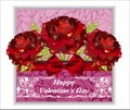 Greeting card with flowers. Valentine's Day.