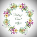 Greeting card with flowers, watercolor, can be used as invitation card and other holiday and summer background.