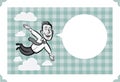 Greeting card with flying happy businessman