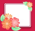 Greeting card frame with flowers. Template for invitations or messages. Royalty Free Stock Photo