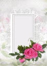 Vintage background with frames and roses