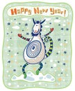 Greeting card, funny goat, Happy New Year!