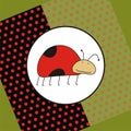 Greeting card with funny ladybug