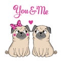 Greeting Card with funny Pug Royalty Free Stock Photo