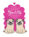 Greeting Card with funny Pug Royalty Free Stock Photo