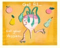 Greeting card with funny turnip