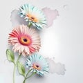 Greeting card with gerbera flowers and grunge background Royalty Free Stock Photo