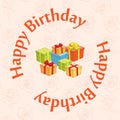 Greeting card with gift boxes - vector postcard Happy birthday Royalty Free Stock Photo