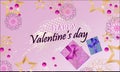 Greeting card with gifts Valentine`s day. Happy Valentine`s Day