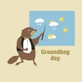 Greeting card. Groundhog Day.