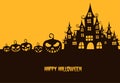 Greeting card Halloween with pumpkin and Haunted House.Vector i Royalty Free Stock Photo