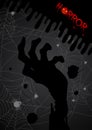 greeting card for hands Zombie horror night spiders web background