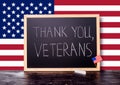 Greeting card of handwriting text thank you veterans is written Royalty Free Stock Photo