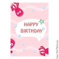 Greeting Card Happy Birthday With Funny Octopus