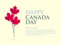 Greeting card Happy Canada Day. Bouquet of red leaves of maple on a beige background. Copy space for text Royalty Free Stock Photo