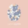 Greeting card with Happy Easter - with pastel flower Easter Egg.