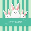 Greeting card with Happy Easter - with white paper Easter rabbit.