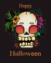 Greeting card `happy halloween`. autumn