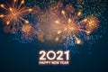 Greeting card Happy New Year 2021. Beautiful Square holiday web banner or billboard with text Happy New Year 2021 on the Royalty Free Stock Photo