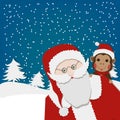 Greeting card, Happy New Year card with Santa Claus and monkey Royalty Free Stock Photo