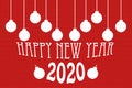 Greeting Card. Happy New Year 2020. Christmas balls.