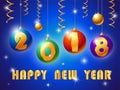 Greeting card for happy new year, colorful glossy ball Royalty Free Stock Photo