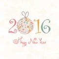 Greeting card for Happy New Year 2016. Royalty Free Stock Photo