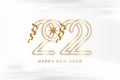 Greeting card for Happy New Year with golden sign 2022 on a white background. Flat vector illustration EPS10 Royalty Free Stock Photo