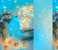 Greeting card Happy New Year and Merry Christmas. Beautiful background of winter decoration for the holiday. Mockup, copy space Royalty Free Stock Photo