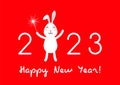 Greeting card happy new year 2023. Year of the rabbit according to the zodiac Royalty Free Stock Photo