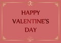 Greeting card Happy Valentine Day - rosy vector banner with golden decorations Royalty Free Stock Photo