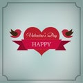 Greeting card Happy Valentine's Day in the old style frame. Royalty Free Stock Photo