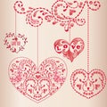 Greeting card with hearts. Happy Birthday, Mother`s Day, Happy Valentine.