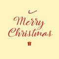 Greeting card for holiday. Handwritten lettering `Merry Cristmas`. Christmas phrases.