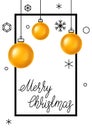 Merry Christmas frame design. Holiday illustration in linear style. Happy New Year celebration. Royalty Free Stock Photo