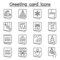 Greeting card icon set in thib line style Royalty Free Stock Photo