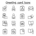 Greeting card icon set in thib line style Royalty Free Stock Photo