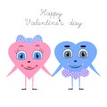 Greeting card with the image of two hearts holding the hand of, birthday, Valentine`s day, love, line