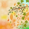 Greeting card with inscription Autumn and hand drawn watercolor fall leaves. Royalty Free Stock Photo