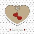 Greeting card with inscription love you. frame in shape of heart Royalty Free Stock Photo