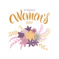 Greeting card with International Women`s Day.