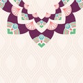Greeting card or invitation template with mandala vector color illustration Royalty Free Stock Photo
