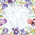 Greeting card with iris flowers Royalty Free Stock Photo
