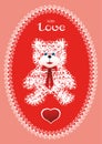 Greeting card with knitted bear