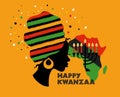 Greeting card for Kwanzaa with African women. illustration. Happy Kwanzaa decorative greeting card. seven kwanzaa