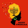 Greeting card for Kwanzaa with African women. Vector illustration. Happy Kwanzaa decorative greeting card. seven kwanzaa