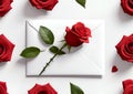 A greeting card with love letter envelope in a lovely background with pretty roses