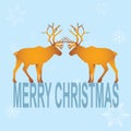 Greeting card with a love of reindeer. Christmas holiday. Editab
