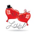 Greeting card Love with two balloons in form of hearts Royalty Free Stock Photo